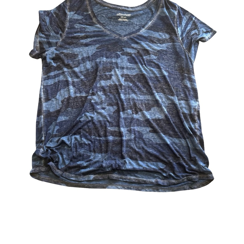 Lucky Brand Dark Blue and Light Blue Relaxed Short Sleeve Tee
